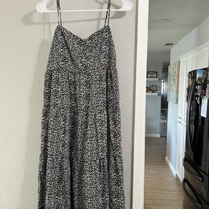 Black and white floral dress with a tie back